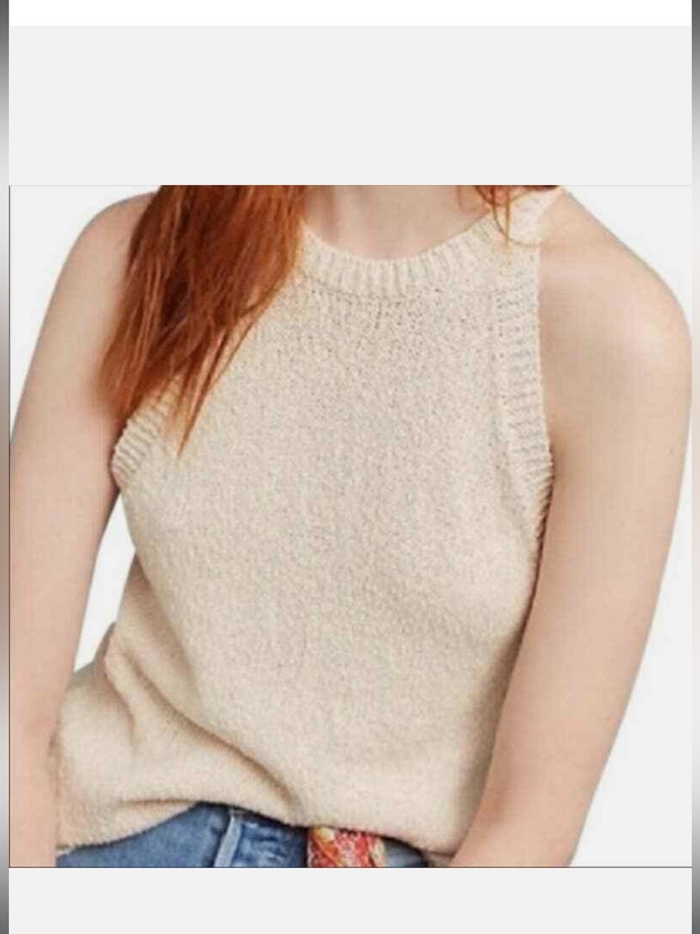 Maeve Cream Knit Halter Tank 100% Cotton
